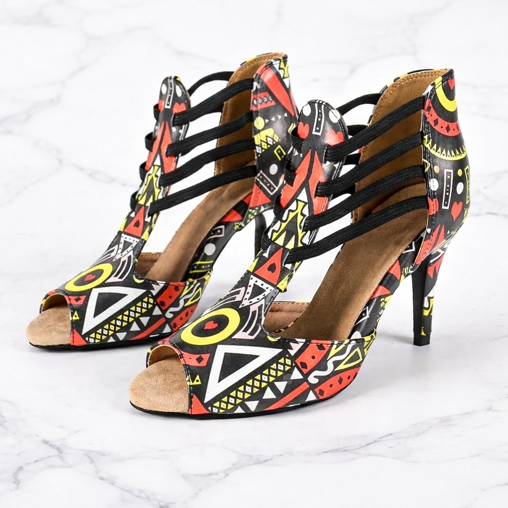 Colorful Geometric Women's Heels